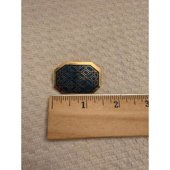 Vintage Isle Of Skye Gold & Blue Enamel Cloisonne Geometric Brooch Pin - Picture 5 of 5